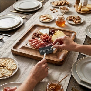 Ensemble <span class=keywords><strong>de</strong></span> planches à <span class=keywords><strong>charcuterie</strong></span> en bois d'acacia, couteaux à <span class=keywords><strong>fromage</strong></span>, cadeau <span class=keywords><strong>de</strong></span> déménagement personnalisé, grande planche à <span class=keywords><strong>fromage</strong></span> en bambou pour les mariages - Product Image 4