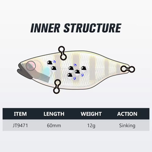 Señuelo de Pesca Artificial de Plástico ABS de 60 mm y 12 g con Sonido de Chocalera y Vibración Completa en <span class=keywords><strong>el</strong></span> Agua para Uso en Ríos, Lagos y Arroyos, con Anzuelos - Product Image 2