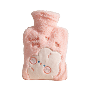 Hot-selling water-filling hot water bag with embroidered cute plush fabric cover and high-density PVC water-filling hand warmer - Product Image 1