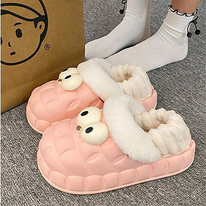 Accueil Hiver Chaud Furry Slides Femmes Coussin Amovible Imperméable Big Eye Chaussons d'Hiver - Product Image 1