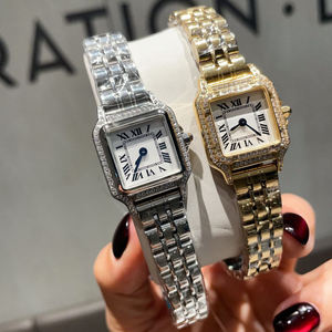 Montres à quartz pour femmes au design classique et élégant, <span class=keywords><strong>tendance</strong></span>, de haute qualité, avec <span class=keywords><strong>lunette</strong></span> sertie de diamants, montre-bracelet dorée, montre pour femmes - Product Image 3