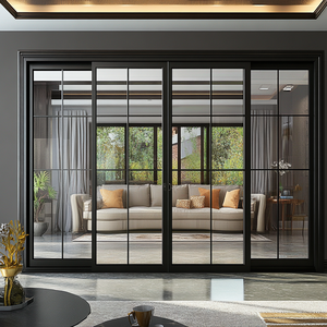Cadre de conception moderne Portes de villa en verre d'aluminium Portes coulissantes en verre d'intérieur pour les maisons de délicatesse - Product Image 6