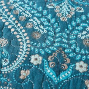 Juego de edredón reversible de algodón, <span class=keywords><strong>colcha</strong></span> tamaño Queen con patrón real clásico <span class=keywords><strong>Turquesa</strong></span> - Product Image 4