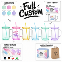 Mug en verre à dégradé personnalisé avec couvercle en silicone et paille, gobelet à poignée en verre, impression intégrale, OEM, 6 couleurs, cadeau en gros