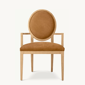 <span class=keywords><strong>Fauteuil</strong></span> de salle à manger en <span class=keywords><strong>cuir</strong></span> à dossier <span class=keywords><strong>rond</strong></span> contemporain français en bois de luxe - Product Image 5