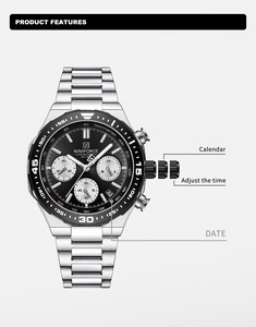 NAVIFORCE 8049 <span class=keywords><strong>SBS</strong></span> Montres de luxe pour hommes Bracelet en acier inoxydable Chronographe à quartz Montres pour hommes 3ATM Étanche Relojes Hombre - Product Image 4