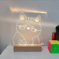 Lampe de nuit Led 3d bricolage Base de lumière Led en bois Lampe de table Led rectangulaire Bases en bois Veilleuse