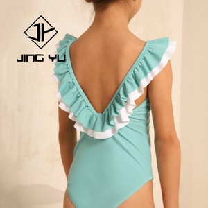 Traje de Baño de una Pieza de Nailon Personalizado para Niñas, Bikini de Verano con Mangas Largas y Estampado a Cuadros, Agradable al Tacto - Product Image 5