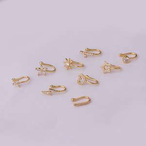 Hot Bán Không Piercing Mũi Nhẫn Hoa Tim Sao Vương Miện <span class=keywords><strong>Clip</strong></span> Trên Mũi Ear Cuff Sụn Helix Bông Tai - Product Image 4