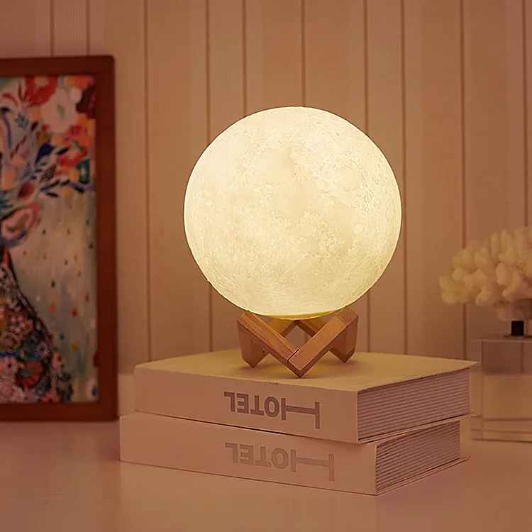 iMato 2021 3D Printing Moon Lamp 8-30cm LED Night Light Warm and Cool White Dimmable Touch Control