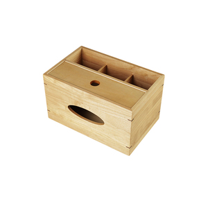 Caja de pañuelos multifuncional de madera maciza natural, organizador de almacenamiento de madera con múltiples compartimentos para control remoto y artículos diversos - Product Image 6