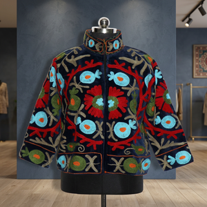 Chaqueta corta acolchada de terciopelo con bordado Suzani, la más vendida, para mujer, talla única, cálida, estilo bomber, para damas. - Product Image 3