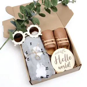 5 Pcs organic cotton bamboo muslin baby girl boy shower clothing shoes sunglasses soother dummy sets gift box newborn