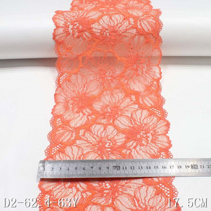New Product Stretch <strong>Lace</strong> Trim for Underwear Clothing Accessories 18cm <strong>Orange</strong> Flowers Mesh <strong>Fabric</strong> - Product Image 2