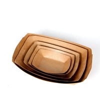 Plateau en papier kraft de 32 oz, qualité alimentaire, motif carré, pour hot-dogs, frites, pour servir des biscuits, assiettes et bols en papier