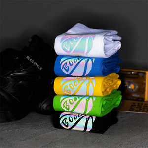 Cycling Crew Socks Cotton Reflective Yellow For Men Women Outdoor Sports Summer Wear - Product Image 2