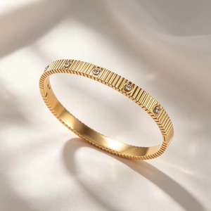 Bracelet en acier inoxydable CZ pour femme, couleur or et argent, bracelet ovale en cristal de luxe, étanche, bijoux de mariage et de fête pour un usage quotidien - Product Image 2
