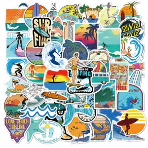50 Stuks Zomer Strand Surf Outdoor Speelgoed Hp Laptop Palmboom Stickers Fles Surfplank Helm Gitaar Telefoon Zomer Surf Stickers - Product Image 1