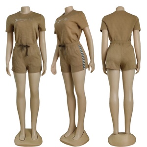 Conjunto de Verano para Mujer, Ropa de Marca, Moda con Cuentas y Relieve, Conjunto de Pantalones Cortos de Manga Corta, Conjunto Casual de Dos Piezas - Product Image 5