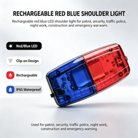 Lampe d'épaule LED rechargeable personnalisable avec logo, rouge et bleue, à clipser, clignotante, lampe de signalisation IP65 pour la sécurité des patrouilles, OEM