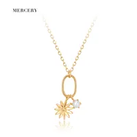 Mercery – bijoux à la mode, pendentifs de fleur pour fille, collier en or massif 14K, bijoux mère de perle, collier de fleur