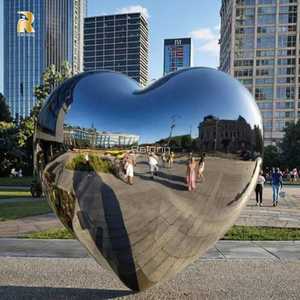 RELONG оптовая продажа полированная большая скульптура сердца из нержавеющей стали для украшения курортного ландшафта - Product Image 3