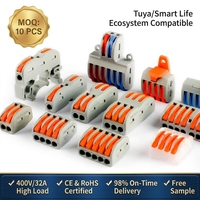 Connecteur Électrique Réutilisable Rapide 50A 10A en Cuivre, Connecteur de Câblage Modulaire à Levier 4 Voies, Prix Usine, Bornier Compact à Pousser