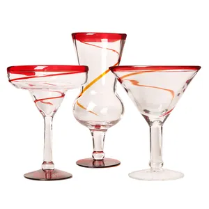 经典风格手工制作水晶巨型玻璃多种颜色鸡尾酒和飓风高脚杯定制贴花颜色小最小起订量