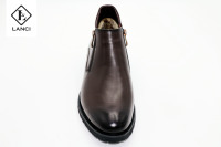 LANCI Bottes en cuir de vache à fermeture éclair pour hommes, extérieures, chaudes et confortables, avec doublure douce