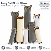 Ensemble de coussins longs en peluche pour chat, coussin de corps à câliner, gris, blanc, crème, OEM, ODM, personnalisé, vente en gros en vrac