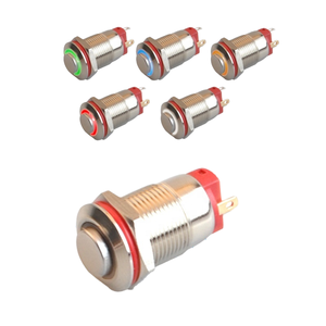 12mm saklar tombol tekan logam besi tahan karat kuningan 1tanpa gerendel simbol daya lampu LED 12V 220V 3A struktur elektronik 250V - Product Image 1