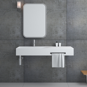 Cabinet Wash Basin Solid Surface Wall Hung Basins ST-8404 Ustralian 48" Inch Simple Style Rectangular Wall Hung Sink Bathroom Cabinet Solid Surface Wash Aquant Basin