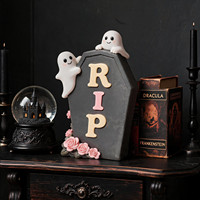 Squelette d'Halloween en résine dans un cercueil, décoration d'intérieur ange