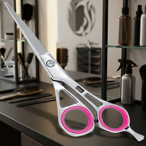 Ciseaux de coiffure professionnels en acier inoxydable de qualité supérieure, à lame dentelée, avec manche long, pour droitiers, vente en gros - Product Image 3