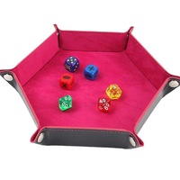 2 Tableros de Dados Plegables de Doble Cara con Forma Hexagonal, de Terciopelo y Cuero, Portátiles, para Juegos de Mesa RPG, DND, Dragones y Juegos de Dados