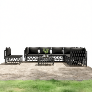 Set Lounge da Giardino Antracite con Struttura in Metallo, Resistente alle Intemperie, Arredamento da Esterno 6 Posti, Design Contemporaneo - Product Image 1