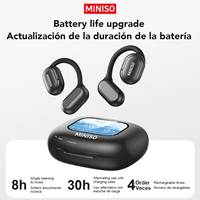 Casque sans fil Miniso X30 AI BT5.4 avec écran LCD, prise en charge de la carte TF, contrôle tactile, suppression du bruit, casque sportif, IA en temps réel