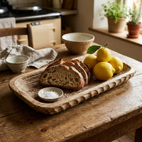Plateau en bois de paulownia fait main en forme de cœur, finition rustique carbonisée vintage, plateau de service, bol à fruits minimaliste, table basse