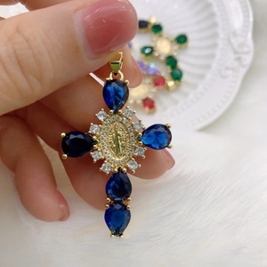Pendentif Charme <span class=keywords><strong>Croix</strong></span> Vintage en Zircon avec Vierge Marie et Jésus, Plaqué Or 18K, Bijoux en Laiton, Mode Chrétienne Jinyuan - Product Image 6