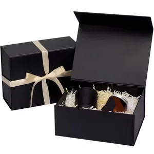 Boîte magnétique de luxe avec couvercle et fermeture boîte cadeau en carton noir avec couvercle à fermeture magnétique ensemble d'accessoires pour hommes panneau gris pac