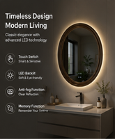 Miroir de maquillage intelligent à LED mural avec contrôle tactile anti-buée, lumière tricolore, pour salon et appartement, lentilles en aluminium