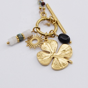 Collar de Mujer con Cuentas de Concha Creativas y Colgante de Trébol de Cuatro Hojas, Cadenas de Cuentas de Cristal - Product Image 5