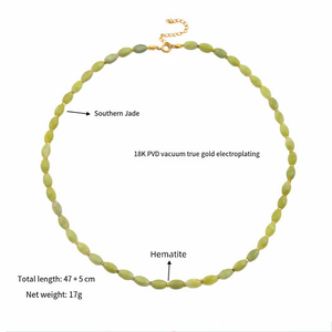 NS5124 Nuova Collana <span class=keywords><strong>di</strong></span> Perle in Pietra Naturale Ematite e Giada con Catena in Acciaio Inossidabile Placcato Oro 18K, Gioiello Quotidiano - Product Image 6