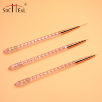 Nouveau Design Rose Fluorescent Coloré Poignée Fine Détail Nail Art Liner Brosses LOGO Personnalisé Importé Nylon Gel Manucure Outils