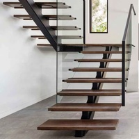 Escaliers en bois de chêne rouge et de noyer pour villa à domicile, prix compétitif, marches en bois, marches d'escalier