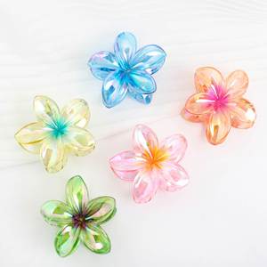 Cross-Border Coloré Plumeria Rubra Barrettes Fleurs Spring Grip Femmes Shark Clip Cheveux Accessoires - Product Image 4