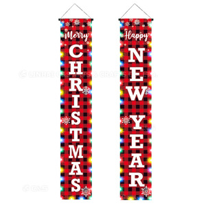 ป้ายแขวนคริสต์มาส C&S ลายสก็อตสีแดง Ho Ho Ho Let It Snow ตุ๊กตาโนมส์ ตุ๊กตาหิมะ ของตกแต่งประตู โพลีเอสเตอร์ สำหรับตกแต่งภายในและภายนอกอาคาร ธงปาร์ตี้ - Product Image 4
