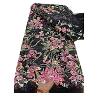 Tissu en dentelle brodée 100 % polyester, respirant, à motifs floraux et sequins, élégant, sur mesure, couleur personnalisée, pour mariage, vente en gros