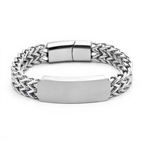 Bracelet punk pour homme, carré, double couche, acier inoxydable, hip-hop, fermoir magnétique, modèle Y20, gravure laser
