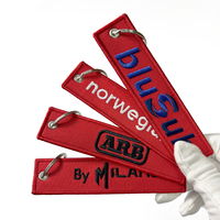 Gran oferta, etiqueta de llave bordada, etiqueta de vuelo personalizada, llavero bordado con logotipo de doble cara para tela